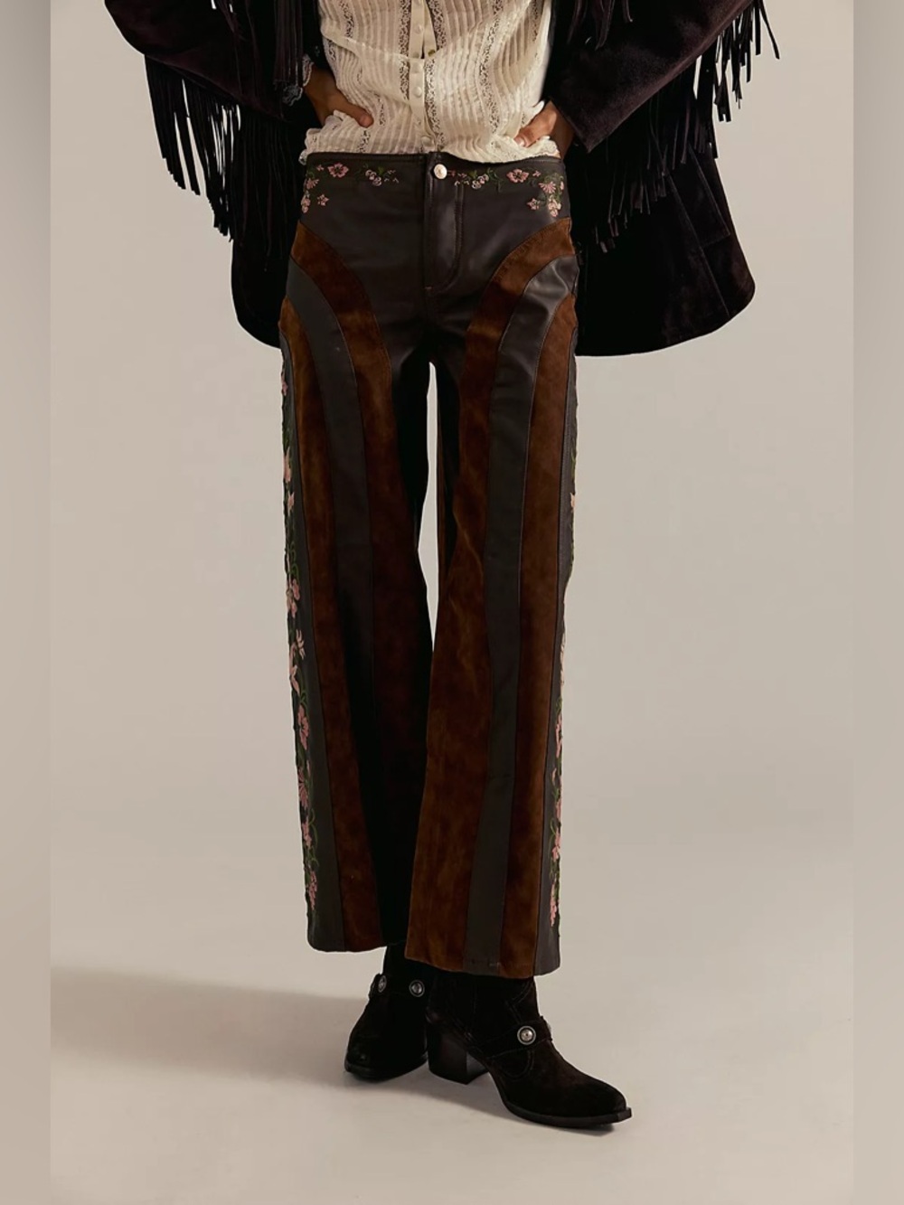 We The Free Belle Embroidered Vegan Pants Size 10 NWT